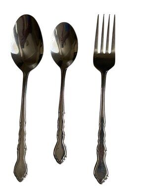Vintage Stainless Steel Flatware Set - Fork Spoon & Teaspoon Made In Indonesia